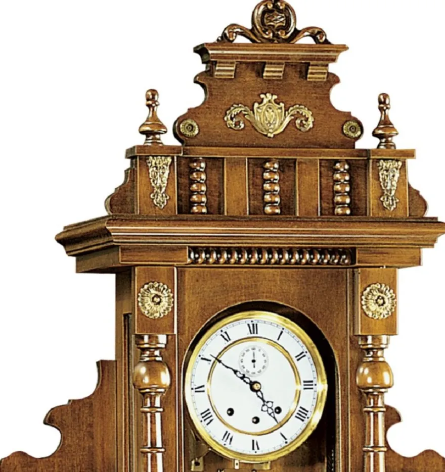 Casa Padrino Luxus Barock Wanduhr Braun / Gold - Prunkvolle Barockstil Uhr - Handgeschnitzte Barock Pendeluhr - Luxus Qualität - Made in Italy