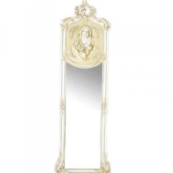 Casa Padrino Luxus Barock Wandspiegel Madonna Creme 175 x 55 cm - Massiv und Schwer - Antik Stil Spiegel