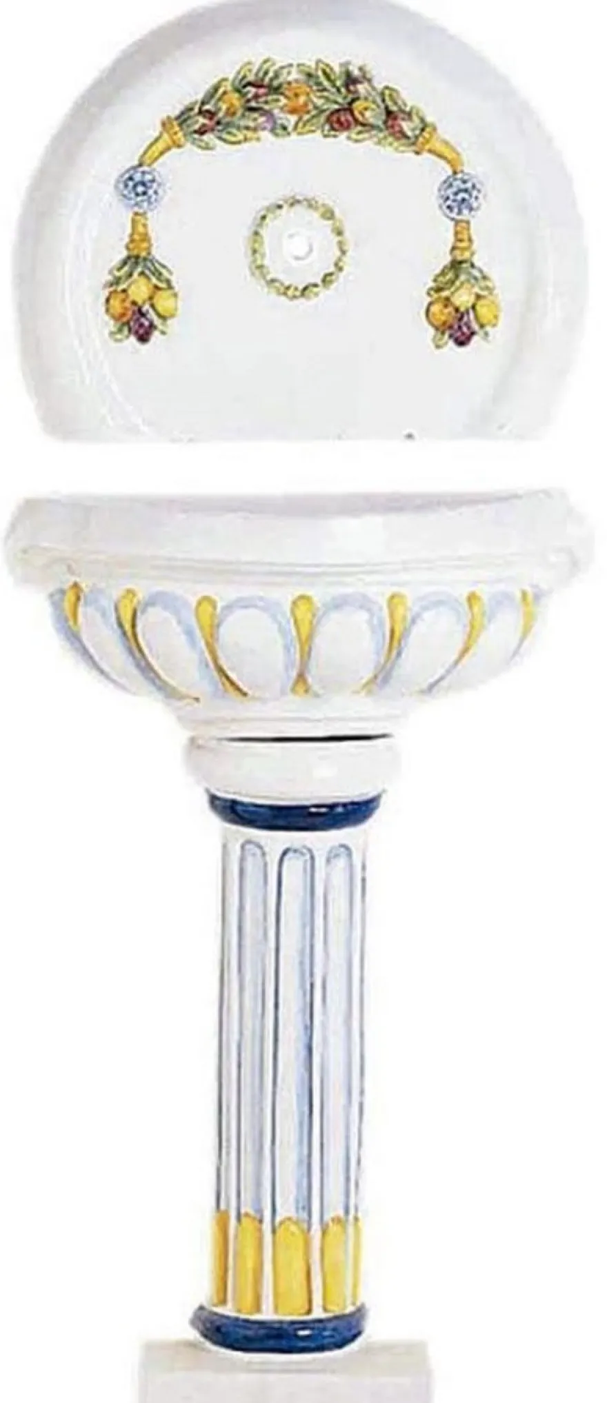 Casa Padrino Luxus Barock Wandbrunnen Weiß / Mehrfarbig 67 x 29 x H. 155 cm - Handgefertigter & handbemalter Keramik Brunnen - Barock Garten Brunnen - Barock Deko Accessoires