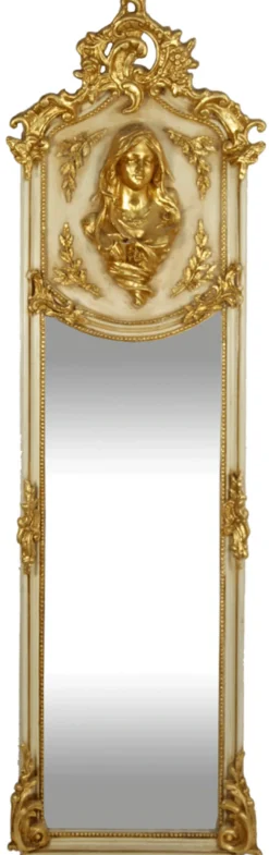 Casa Padrino Luxus Barock Wandspiegel Madonna Creme / Gold 55 x H. 175 cm - Massiv und Schwer - Antik Stil Spiegel