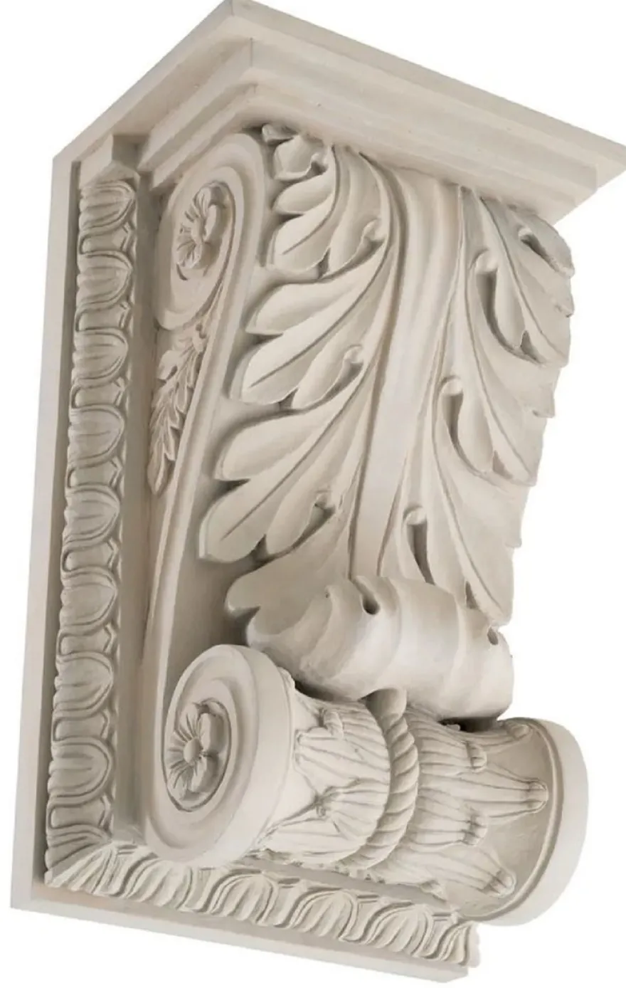 Casa Padrino Luxus Barock Wandkonsole Sandfarben 51 x 36 x H. 84 cm - Prunkvolle Wanddeko Konsole im Barockstil - Barock Wanddeko - Barock Möbel