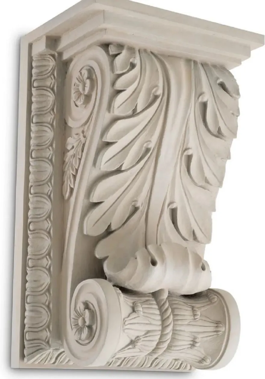 Casa Padrino Luxus Barock Wandkonsole Sandfarben 51 x 36 x H. 84 cm - Prunkvolle Wanddeko Konsole im Barockstil - Barock Wanddeko - Barock Möbel