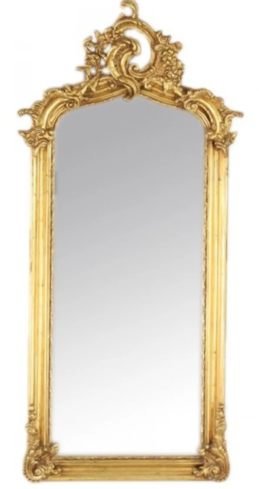 Casa Padrino Luxus Barock Wandspiegel Gold 120 x 55 cm - Massiv und Schwer - Antik Stil Wandspiegel