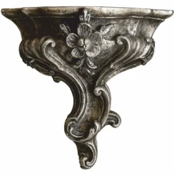 Casa Padrino Luxus Barock Wandkonsole Antik Silber / Schwarz H. 23 cm - Made in Italy