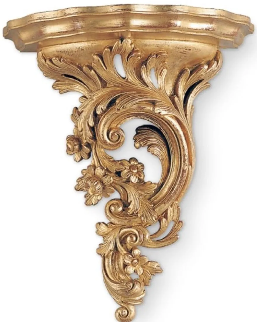 Casa Padrino Luxus Barock Wandkonsole Antik Gold - Prunkvolle Massivholz Wanddeko Konsole im Barockstil - Barock Wanddeko - Barock Möbel - Luxus Qualität - Made in Italy