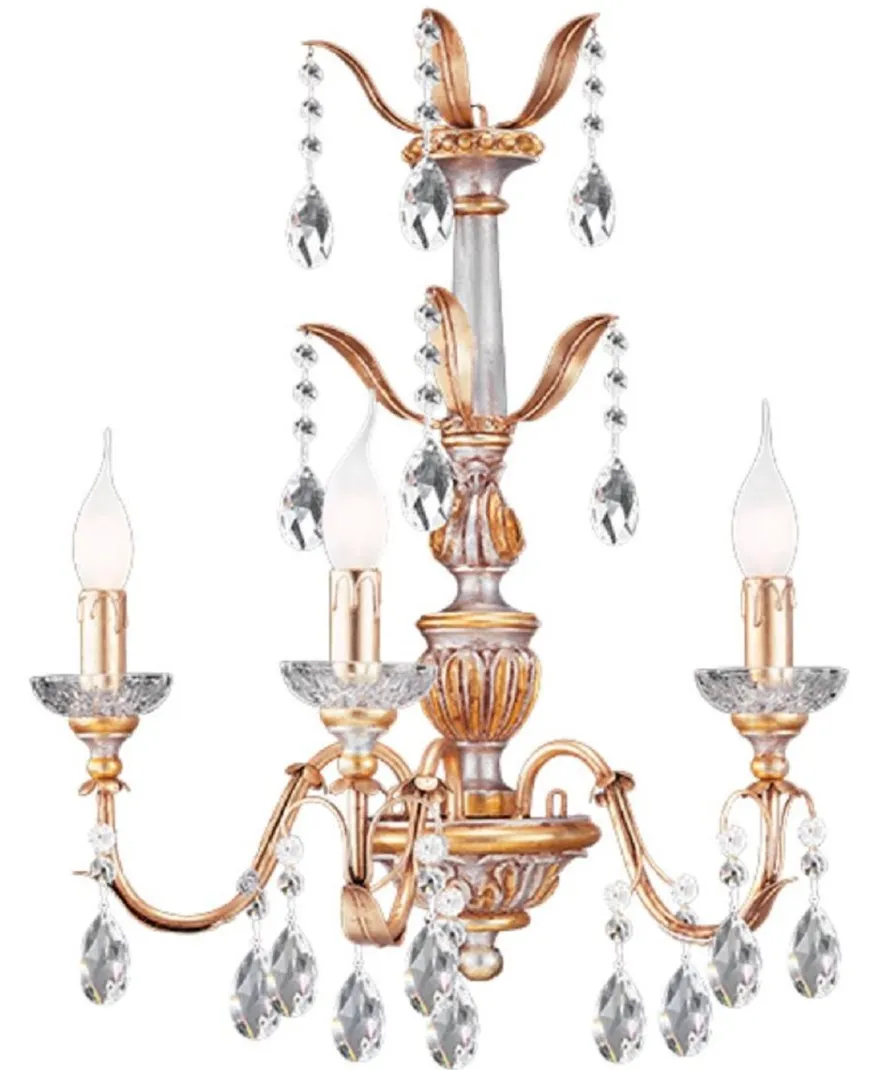 Casa Padrino Luxus Barock Wandleuchte Gold mit Patina / Silber 45 x 28 x H. 64 cm - Elegante Barockstil Wandlampe - Barock Leuchten - Luxus Qualität - Made in Italy
