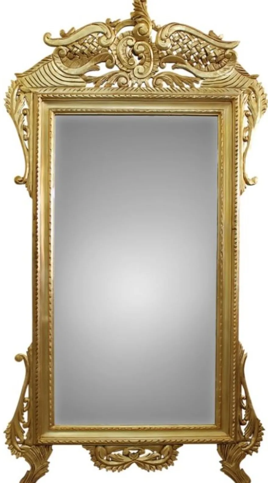 Casa Padrino Luxus Barock Wandspiegel in Gold - Prunkvoller Wandspiegel aus Massivholz, 110 x H. 210 cm