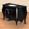 Casa Padrino Luxus Barock Waschtisch Kommode Schwarz / Silber mit Marmorplatte - Luxus Barock Badezimmermöbel