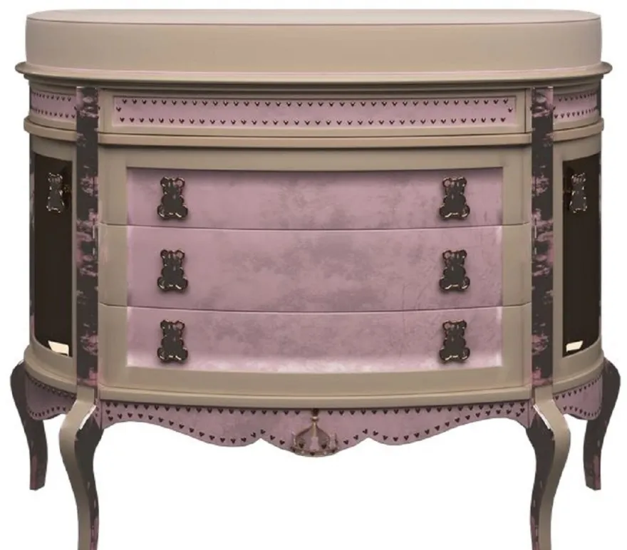 Casa Padrino Luxus Barock Wickelkommode Beige / Rosa - Prunkvolle Kinderzimmer Kommode - Barock Kinderzimmer Möbel - Luxus Qualität - Made in Italy