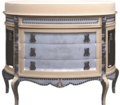 Casa Padrino Luxus Barock Wickelkommode Beige / Blau - Prunkvolle Kinderzimmer Kommode - Barock Kinderzimmer Möbel - Luxus Qualität - Made in Italy