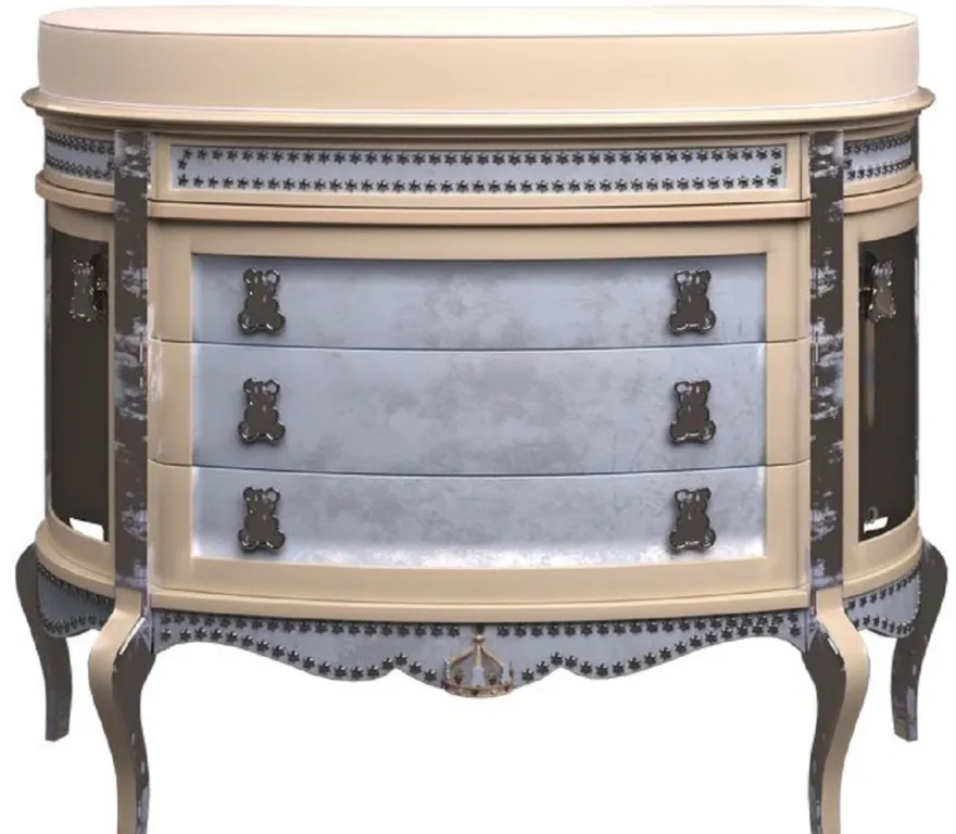 Casa Padrino Luxus Barock Wickelkommode Beige / Blau - Prunkvolle Kinderzimmer Kommode - Barock Kinderzimmer Möbel - Luxus Qualität - Made in Italy
