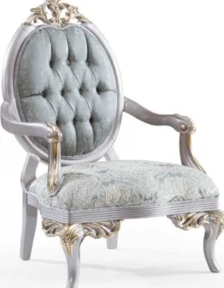 Casa Padrino Luxus Barock Wohnzimmer Set Türkis / Silber / Gold - 2 Sofas & 2 Sessel & 1 Couchtisch - Wohnzimmer Möbel im Barockstil - Edel & Prunkvoll
