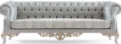 Casa Padrino Luxus Barock Wohnzimmer Set Türkis / Silber / Gold - 2 Sofas & 2 Sessel & 1 Couchtisch - Wohnzimmer Möbel im Barockstil - Edel & Prunkvoll