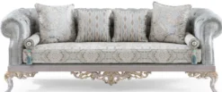 Casa Padrino Luxus Barock Wohnzimmer Set Türkis / Silber / Gold - 2 Sofas & 2 Sessel & 1 Couchtisch - Wohnzimmer Möbel im Barockstil - Edel & Prunkvoll