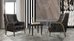 Casa Padrino Luxus Barock Wohnzimmer Sessel Schwarz / Gold / Grau - Handgefertigter Barockstil Sessel mit elegantem Muster - Barock Wohnzimmer Möbel