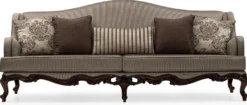 Casa Padrino Luxus Barock Wohnzimmer Sofa Silber / Braun - Handgefertigtes Barockstil Sofa mit dekorativen Kissen - Luxus Wohnzimmer Möbel im Barockstil - Barock Möbel - Edel & Prunkvoll