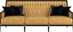 Casa Padrino Luxus Barock Wohnzimmer Set Gold / Schwarz / Antik Gold - 2 Sofas & 2 Sessel & 1 Couchtisch & 2 Beistelltische - Wohnzimmermöbel im Barockstil - Edle Barock Möbel