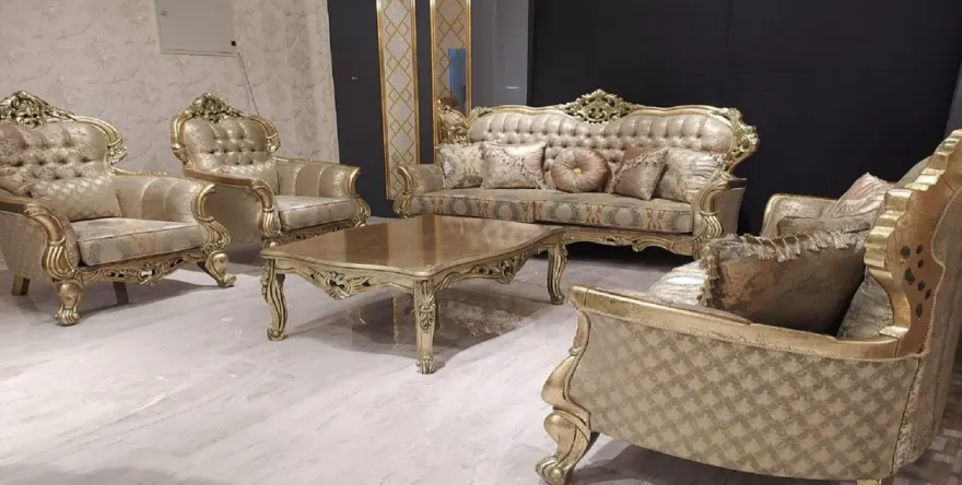 Casa Padrino Luxus Barock Wohnzimmer Sessel Gold / Grün / Gold - Prunkvoller Sessel mit elegantem Muster - Handgefertigte Barock Wohnzimmer Möbel