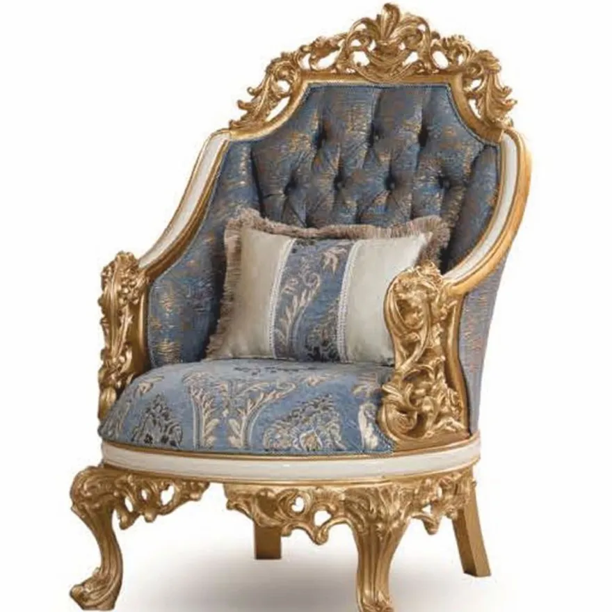 Casa Padrino Luxus Barock Wohnzimmer Set Blau / Weiß / Gold - Barock Möbel