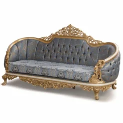 Casa Padrino Luxus Barock Wohnzimmer Set Blau / Weiß / Gold - Barock Möbel