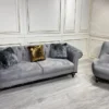 Casa Padrino Luxus Barock Wohnzimmer Möbel Set Hellgrau - 1 Sofa & 2 Sessel