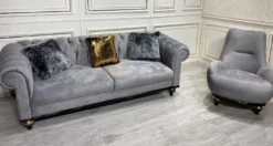 Casa Padrino Luxus Barock Wohnzimmer Möbel Set Hellgrau - 1 Sofa & 2 Sessel