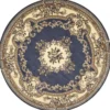 Casa Padrino Luxus Barock Wohnzimmer Teppich Blau / Creme / Braun Ø 400 cm