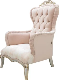 Casa Padrino Luxus Barock Wohnzimmer Sessel Rosa / Silber / Gold 100 x 80 x H. 110 cm - Edle Barockstil Möbel