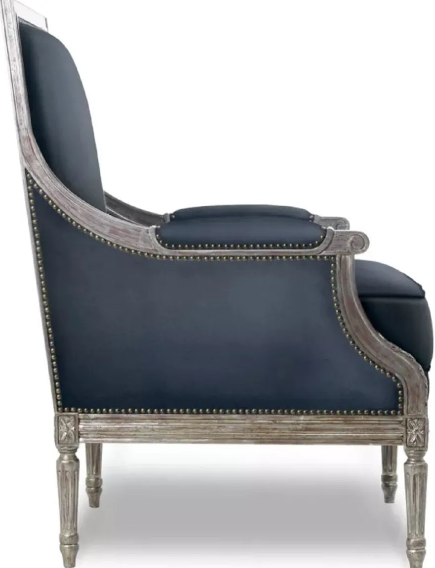 Casa Padrino Luxus Barock Wohnzimmer Sessel Blau / Antik Silber - Barock Wohnzimmer Möbel