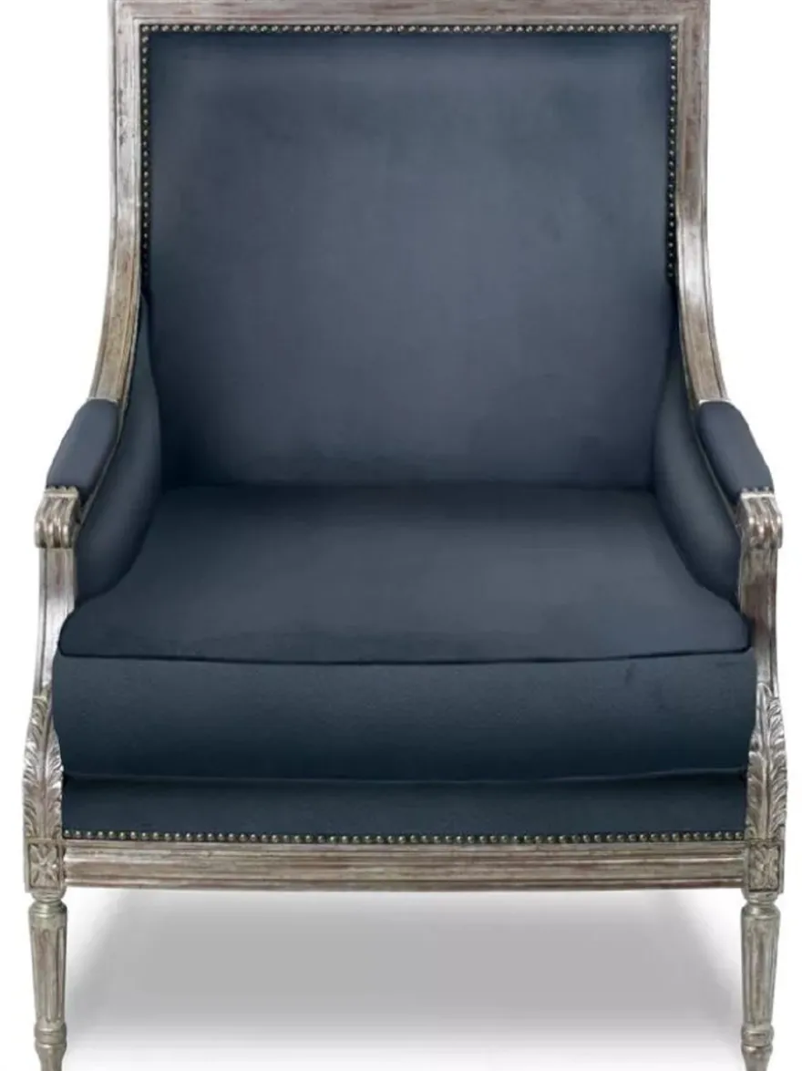 Casa Padrino Luxus Barock Wohnzimmer Sessel Blau / Antik Silber - Barock Wohnzimmer Möbel