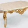 Casa Padrino Luxus Barock Wohnzimmertisch Creme / Weiß / Gold 140 x 90 x H. 55 cm - Edler Massivholz Couchtisch im Barockstil - Barock Wohnzimmer Möbel