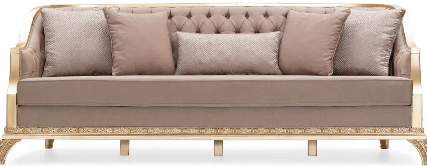 Casa Padrino Luxus Barock Wohnzimmer Sofa Braun / Gold - Handgefertigtes Barockstil Sofa mit dekorativen Kissen - Luxus Wohnzimmer Möbel im Barockstil - Barock Möbel