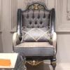 Casa Padrino Luxus Barock Wohnzimmer Sessel Grau / Weiß / Gold - Barock Wohnzimmer Möbel