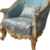 Casa Padrino Luxus Barock Wohnzimmer Sessel Türkis Muster / Gold - Handgefertigter Barockstil Sessel mit elegantem Muster - Wohnzimmer Möbel im Barockstil - Barock Möbel - Edel & Prunkvoll