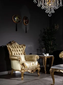 Casa Padrino Luxus Barock Wohnzimmer Sessel mit dekorativem Kissen Gold / Weiß 98 x 90 x H. 117 cm - Prunkvolle Barock Möbel