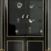 Casa Padrino Luxus Barock Wohnzimmer Vitrine Schwarz / Gold 130 x 55 x H. 210 cm - Prunkvoller Barock Vitrinenschrank mit 2 Glastüren - Edle Barock Möbel