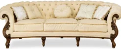 Casa Padrino Luxus Barock Wohnzimmer Sofa Creme / Braun - Handgefertigtes Barockstil Sofa - Prunkvolle Luxus Wohnzimmer Möbel im Barockstil - Barock Möbel