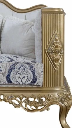 Casa Padrino Luxus Barock Wohnzimmer Set Blau / Weiß / Gold - 2 Sofas & 2 Sessel & 1 Couchtisch - Prunkvolle Barock Möbel - Wohnzimmer Möbel