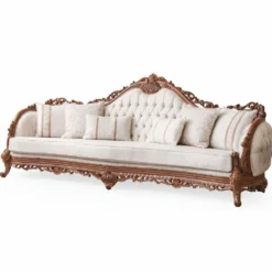Casa Padrino Luxus Barock Wohnzimmer Sofa Weiß / Braun 295 cm - Barock Möbel