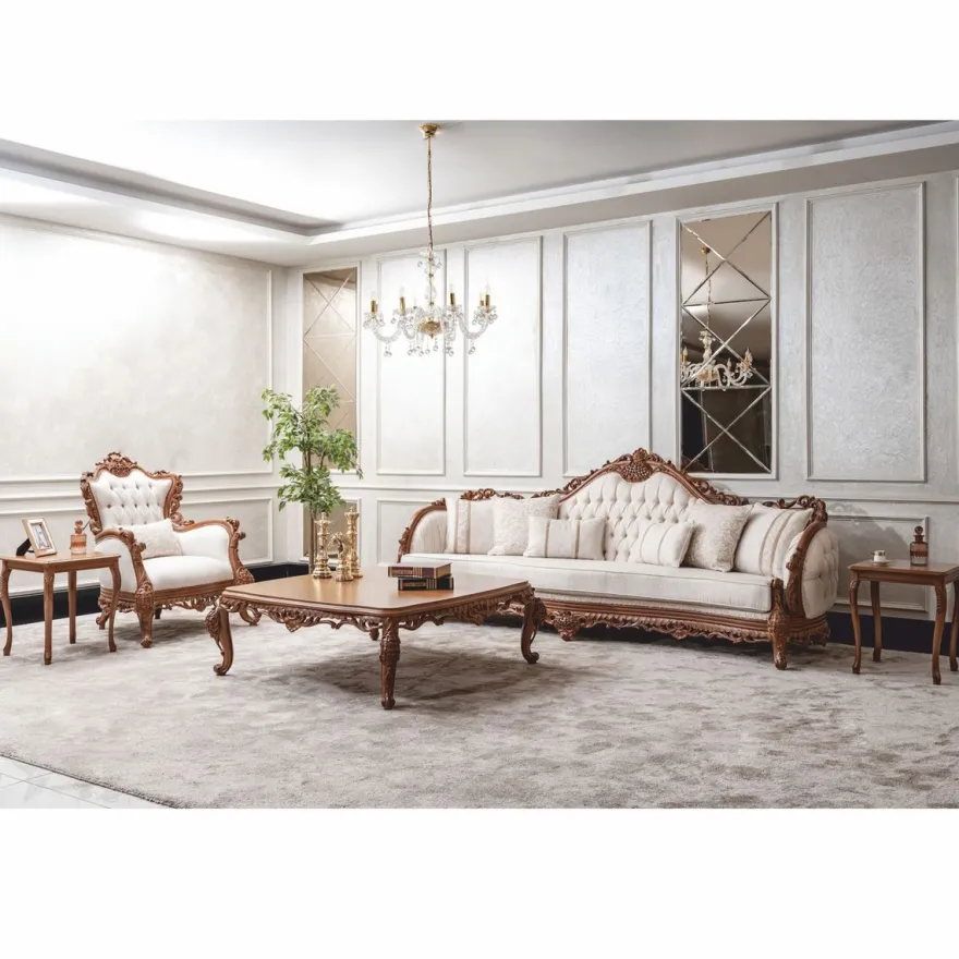 Casa Padrino Luxus Barock Wohnzimmer Sofa Weiß / Braun 295 cm - Barock Möbel