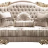 Casa Padrino Luxus Barock Wohnzimmer Set Beige / Gold - 2 Sofas & 2 Sessel & 1 Couchtisch - Prunkvolle Wohnzimmermöbel im Barockstil