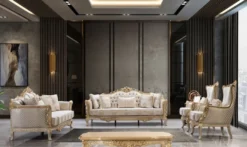 Casa Padrino Luxus Barock Wohnzimmer Sessel Weiß / Antik Gold - Prunkvolle Barock Möbel