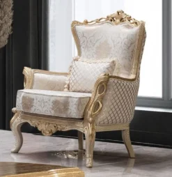 Casa Padrino Luxus Barock Wohnzimmer Sessel Weiß / Antik Gold - Prunkvolle Barock Möbel