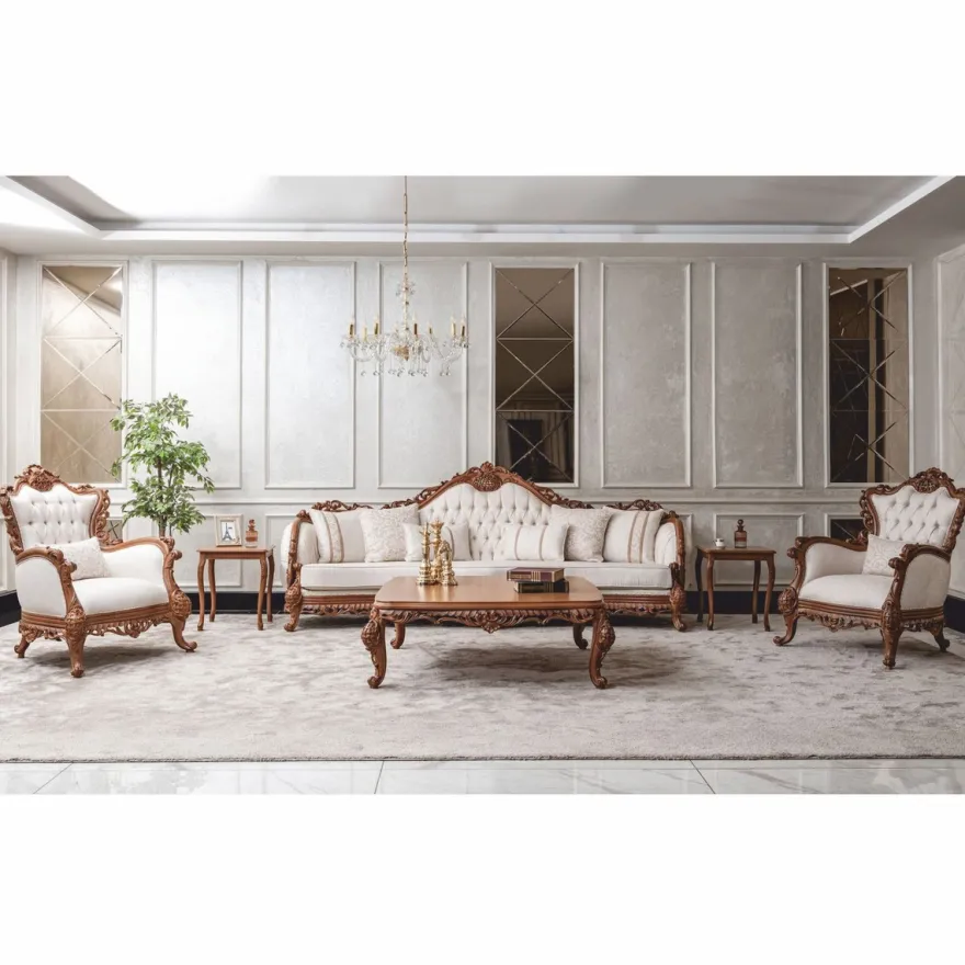 Casa Padrino Luxus Barock Wohnzimmer Sessel Weiß / Braun - Barockstil Möbel