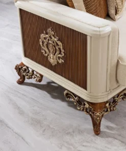 Casa Padrino Luxus Barock Wohnzimmer Set Beige / Grau / Braun / Gold - 2 Sofas & 2 Sessel & 1 Couchtisch - Handgefertigte Wohnzimmer Möbel im Barockstil - Edel & Prunkvoll