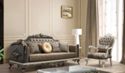 Casa Padrino Luxus Barock Wohnzimmer Set - 2 Sofas & 2 Sessel & 1 Couchtisch - Handgefertigte Wohnzimmer Möbel im Barockstil - Edel & Prunkvoll