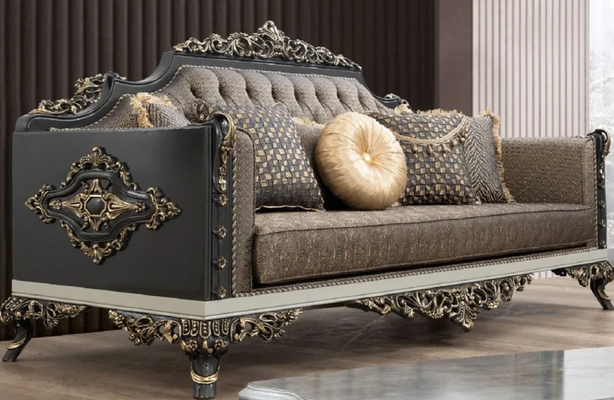 Casa Padrino Luxus Barock Wohnzimmer Set - 2 Sofas & 2 Sessel & 1 Couchtisch - Handgefertigte Wohnzimmer Möbel im Barockstil - Edel & Prunkvoll