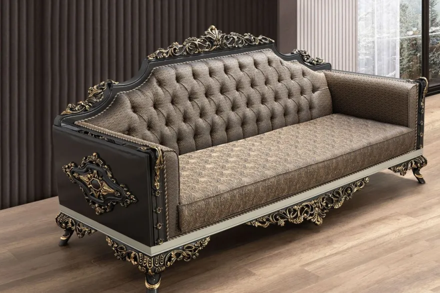 Casa Padrino Luxus Barock Wohnzimmer Set - 2 Sofas & 2 Sessel & 1 Couchtisch - Handgefertigte Wohnzimmer Möbel im Barockstil - Edel & Prunkvoll