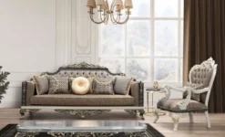 Casa Padrino Luxus Barock Wohnzimmer Set - 2 Sofas & 2 Sessel & 1 Couchtisch - Handgefertigte Wohnzimmer Möbel im Barockstil - Edel & Prunkvoll