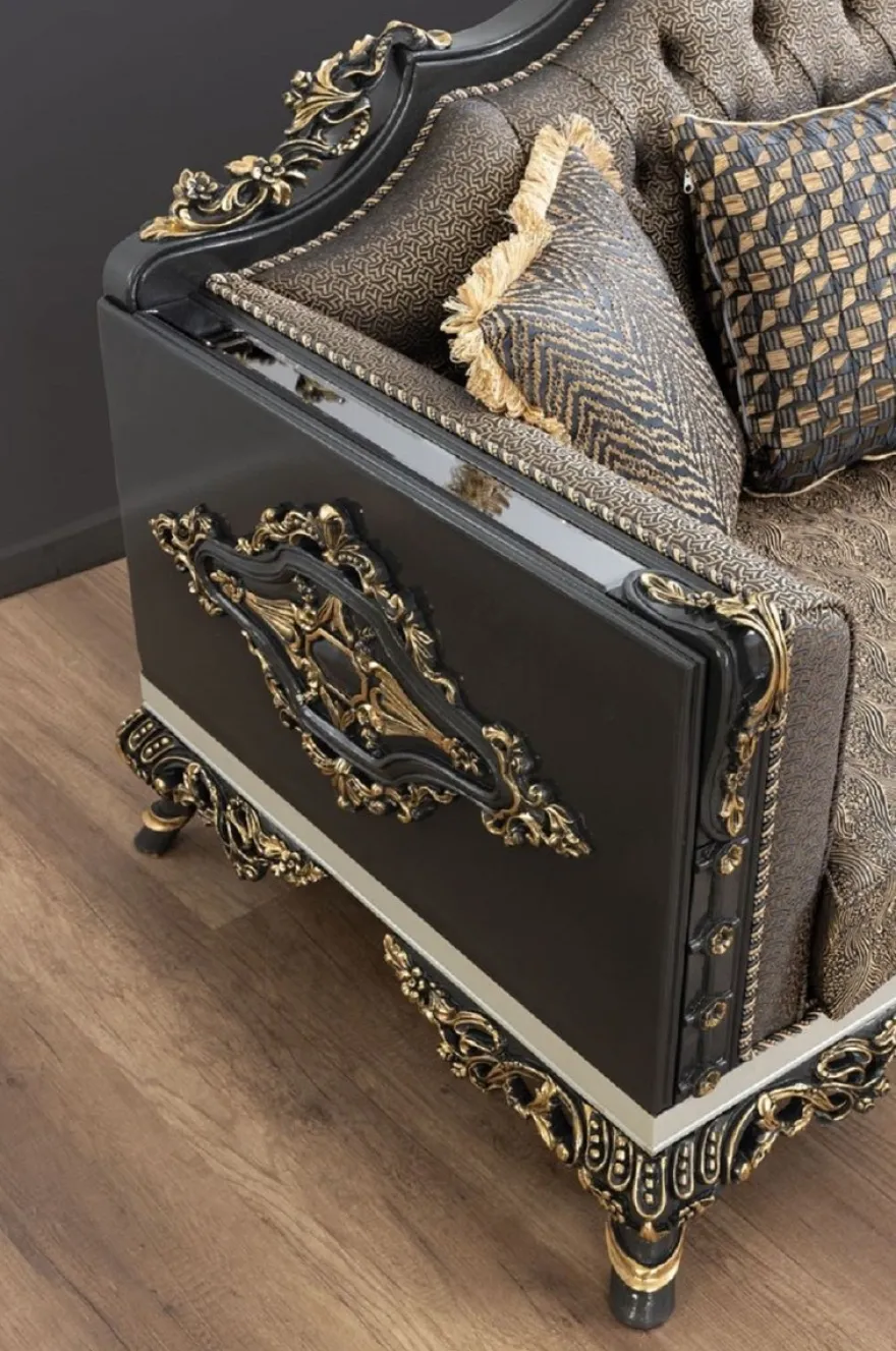 Casa Padrino Luxus Barock Wohnzimmer Set - 2 Sofas & 2 Sessel & 1 Couchtisch - Handgefertigte Wohnzimmer Möbel im Barockstil - Edel & Prunkvoll